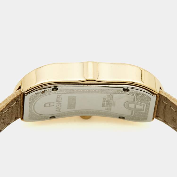 مملوكة مسبقًا Aigner Cesena A53200  Mother of Pearl Gold Plated Stainless Steel Leather Women's Wristwatch 20 mm