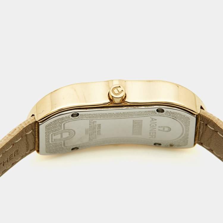 مملوكة مسبقًا Aigner Cesena A53200  Mother of Pearl Gold Plated Stainless Steel Leather Women's Wristwatch 20 mm