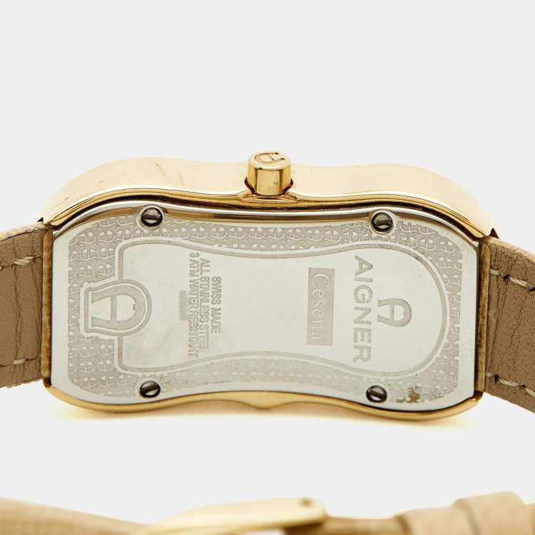 مملوكة مسبقًا Aigner Cesena A53200  Mother of Pearl Gold Plated Stainless Steel Leather Women's Wristwatch 20 mm