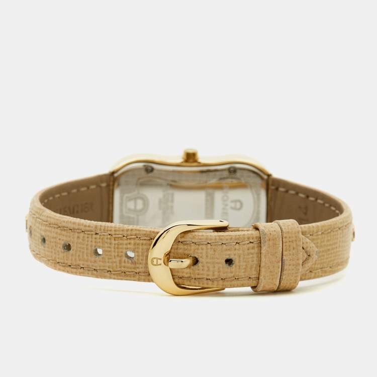 مملوكة مسبقًا Aigner Cesena A53200  Mother of Pearl Gold Plated Stainless Steel Leather Women's Wristwatch 20 mm