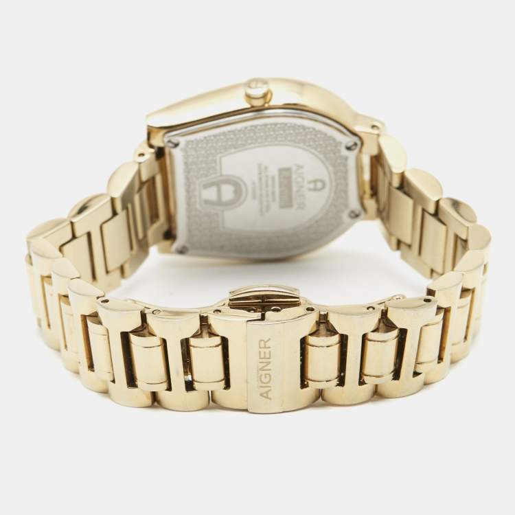 Pre Owned Aigner Ravenna A122216 Mother Of Pearl Gold Tone Stainless Steel Women's Wristwatch 30 mm