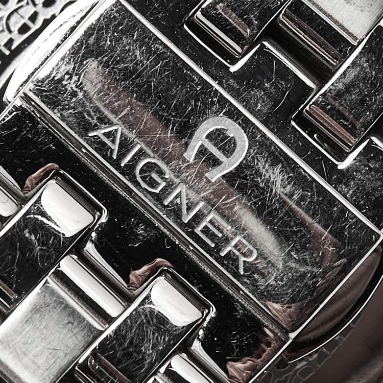 Pre Owned Aigner Lazio A42200 Silver White Dial Stainless Steel Women's Wristwatch 36 mm