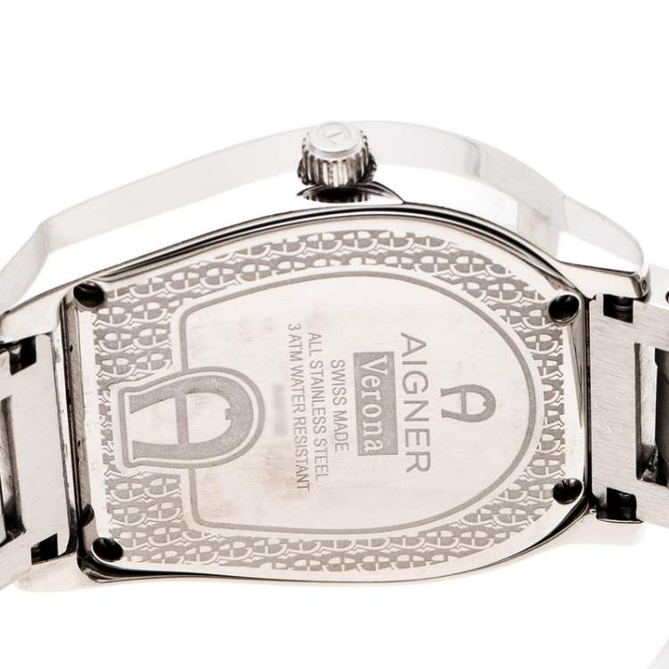 Pre Owned Aigner Silver Stainless Steel Verona A48100 Women's Wristwatch 33 mm