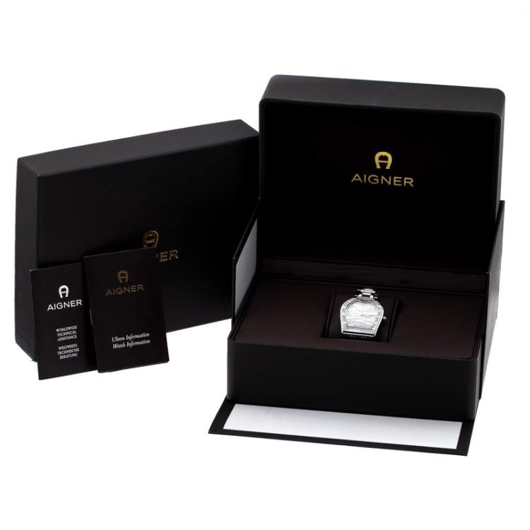 Pre Owned Aigner Silver Stainless Steel Verona A48100 Women's Wristwatch 33 mm