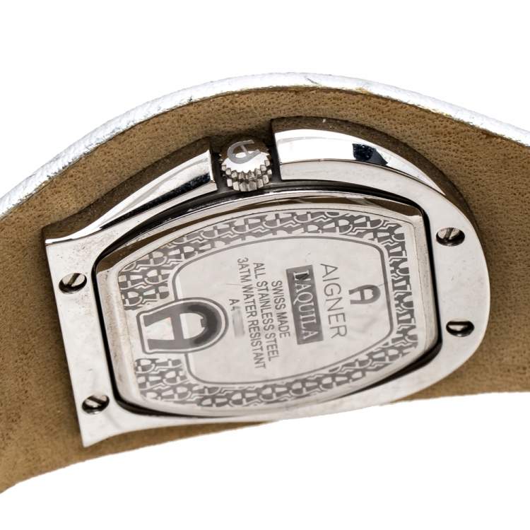 Pre Owned Aigner Silver Stainless Steel L'Aquila A41200 Women's Wristwatch 38 mm