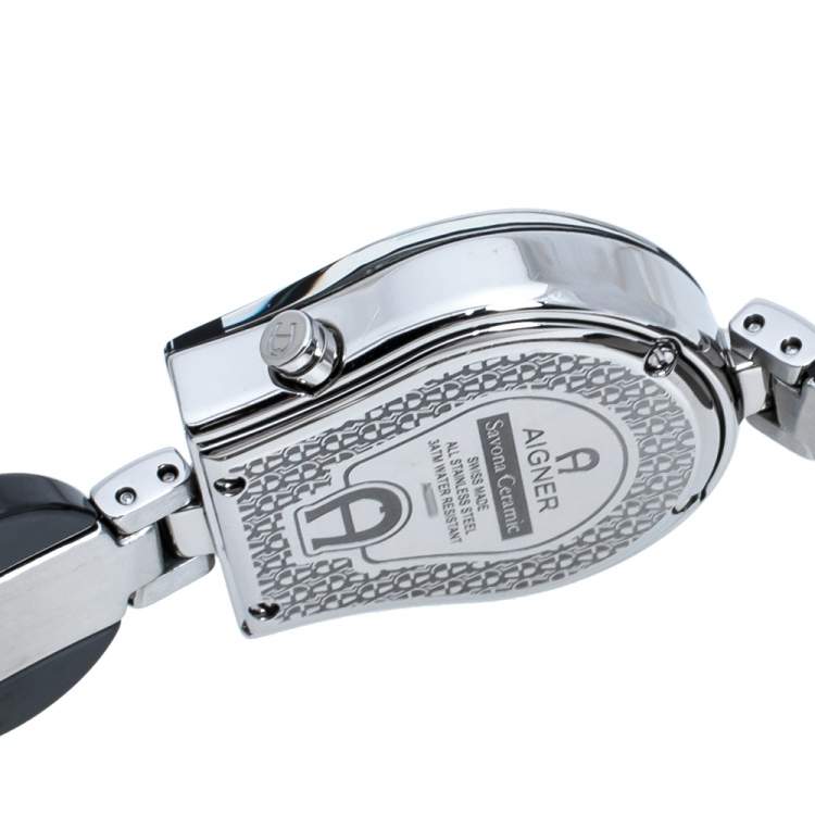 Pre Owned Aigner Black Ceramic Savonna Women's Watch 24 MM