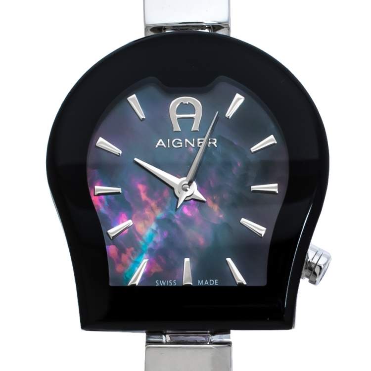 Pre Owned Aigner Black Ceramic Savonna Women's Watch 24 MM