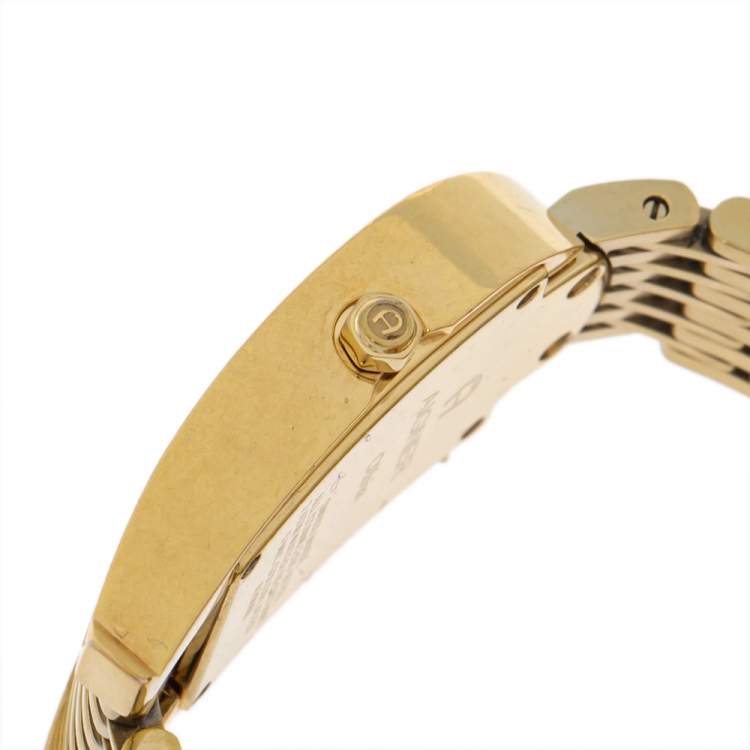 Pre Owned Aigner Mother of Pearl Gold Plated Stainless Steel Diamond Olbia A29000 Women's Wristwatch 21 mm