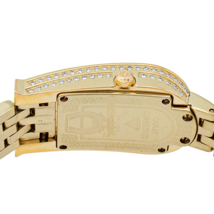 Pre Owned Aigner Diamond Embedded Gold Plated Stainless Steel 1 Carat Diamond A29000 Women's Wristwatch 21 mm