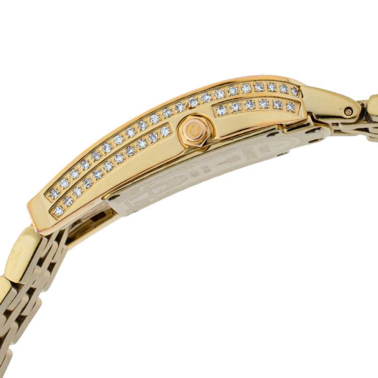 Pre Owned Aigner Diamond Embedded Gold Plated Stainless Steel 1 Carat Diamond A29000 Women's Wristwatch 21 mm