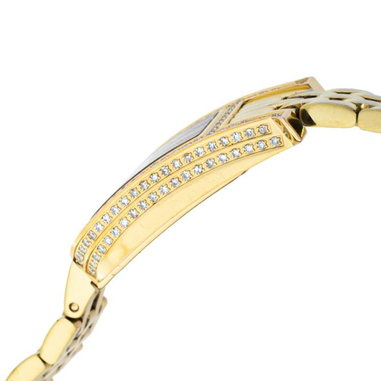 Pre Owned Aigner Diamond Embedded Gold Plated Stainless Steel 1 Carat Diamond A29000 Women's Wristwatch 21 mm
