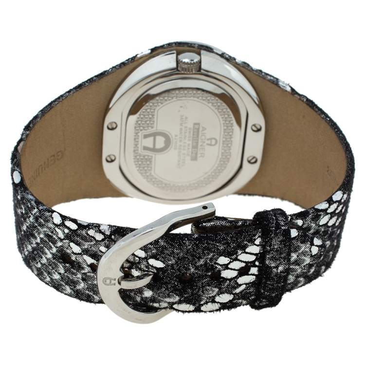 Pre Owned Aigner Black Stainless Steel Ravello Due A21000 Women's Wristwatch 43 mm