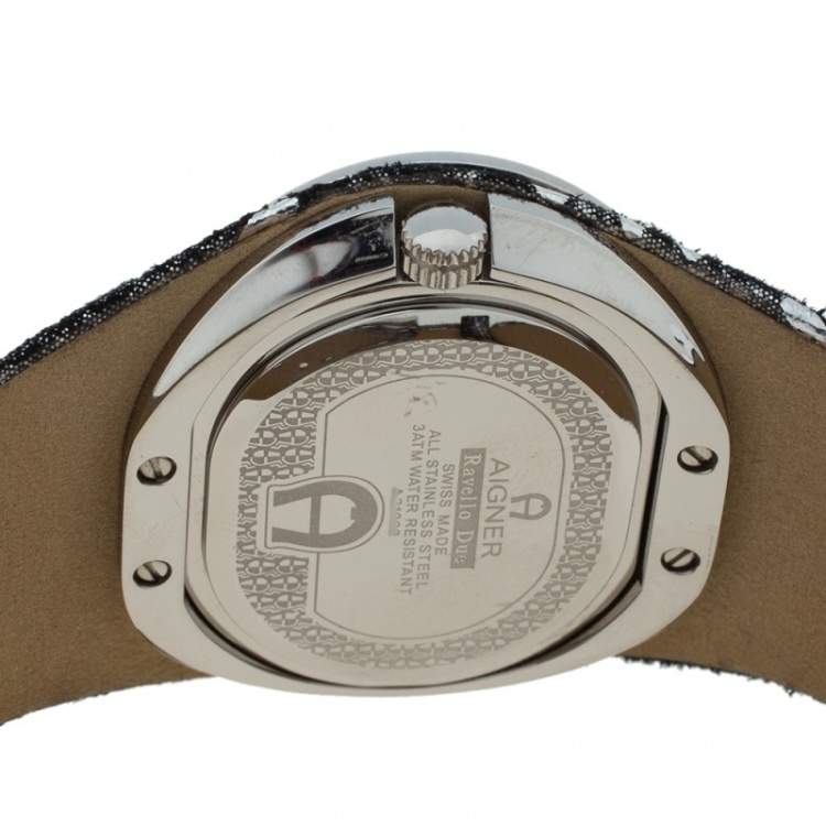 Pre Owned Aigner Black Stainless Steel Ravello Due A21000 Women's Wristwatch 43 mm