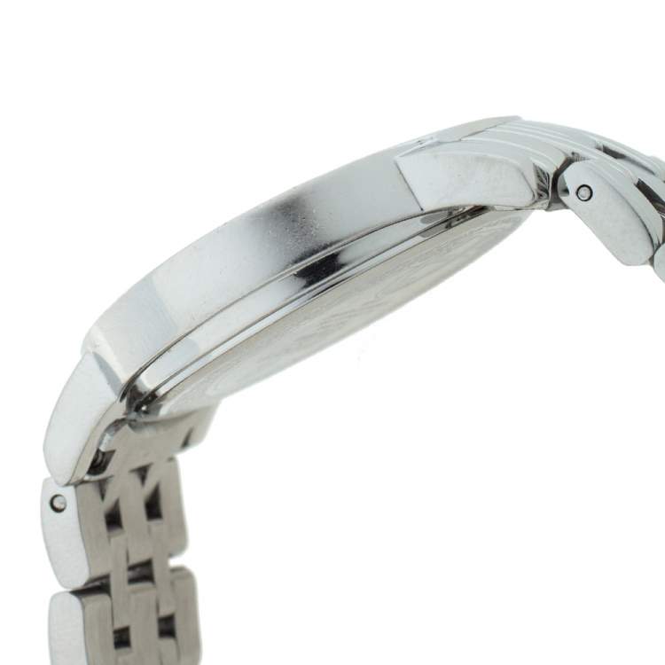 مملوكة مسبقًا Aigner Silver Stainless Steel Diamond Cortina A26300 Women's Wristwatch 35 mm