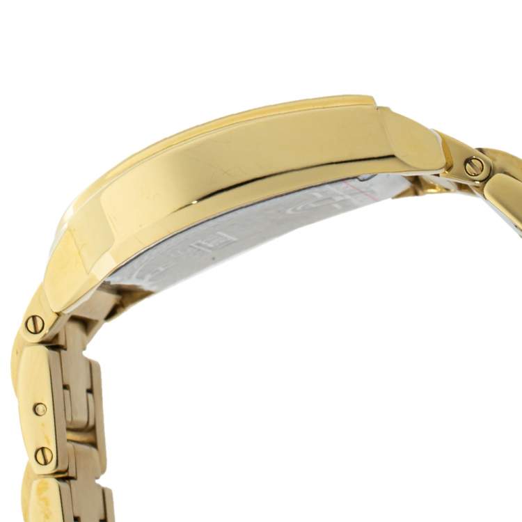 Pre Owned Aigner White Mother of Pearl Gold Plated Stainless Steel Verona A48100 Women's Wristwatch 33MM