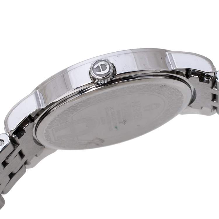 مملوكة مسبقًا Aigner White Stainless Steel Diamond Cortina A26300 Women's Wristwatch 36 mm