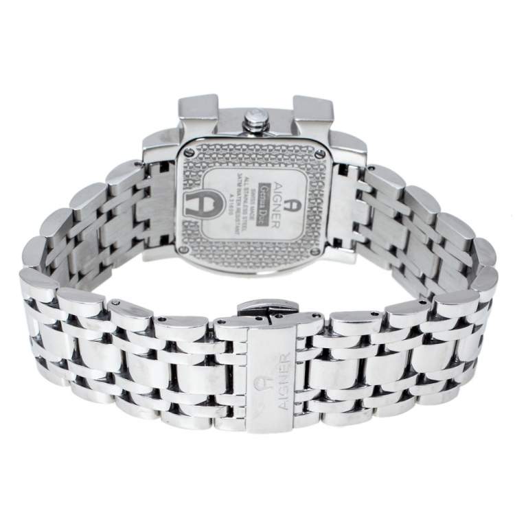 Pre Owned Aigner Mother of Pearl Stainless Steel Genua Due A31600 Women's Wristwatch 31 mm