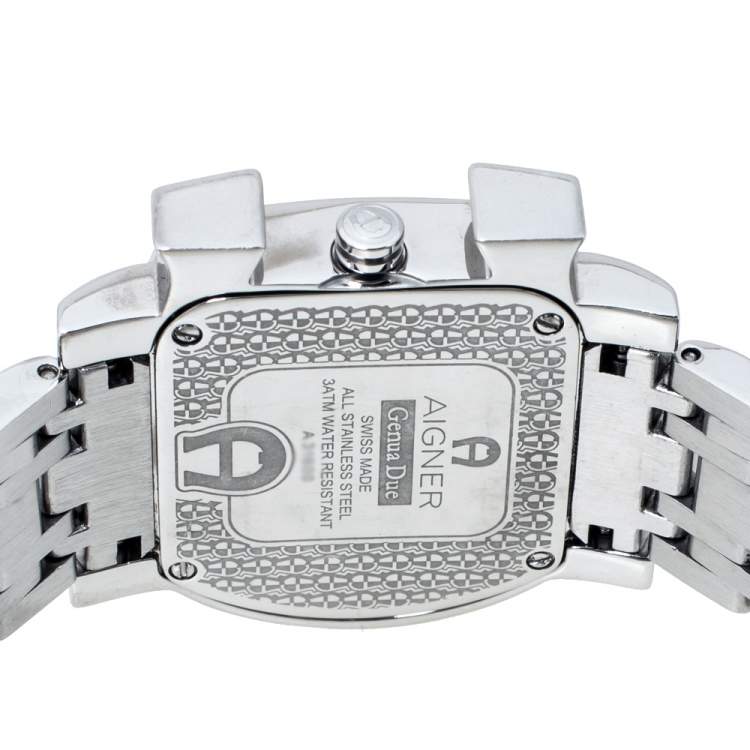 Pre Owned Aigner Mother of Pearl Stainless Steel Genua Due A31600 Women's Wristwatch 31 mm