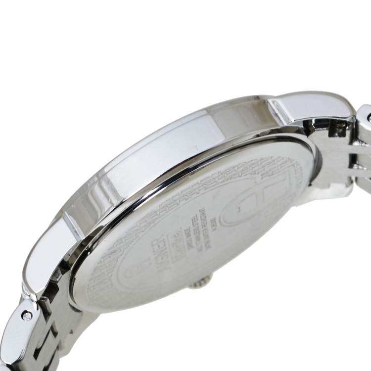 مملوكة مسبقًا Aigner Silver White Mother Of Pearl Stainless Steel Diamonds Cortina A26300 Women's Wristwatch 36 MM