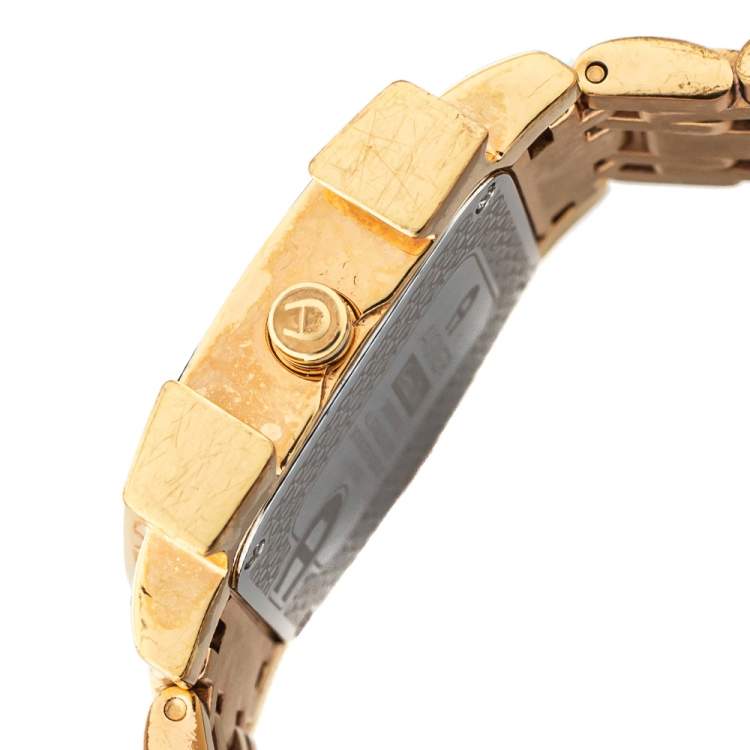 Pre Owned Aigner Silver Yellow Gold Plated Stainless Steel Genua Due A31600 Women's Wristwatch 31 mm