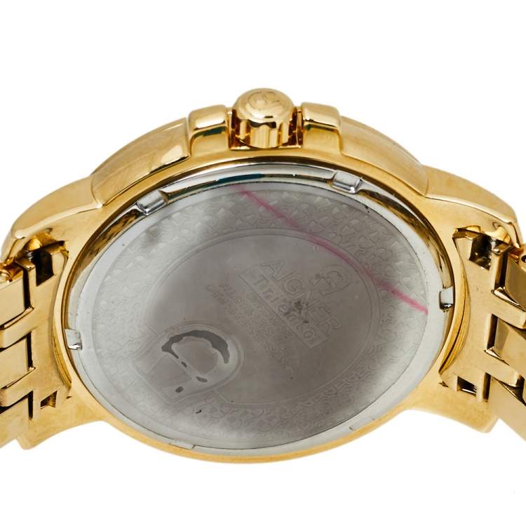 Pre Owned Aigner Silver Gold Plated Stainless Steel Triento A09300 Women's Wristwatch 38 mm