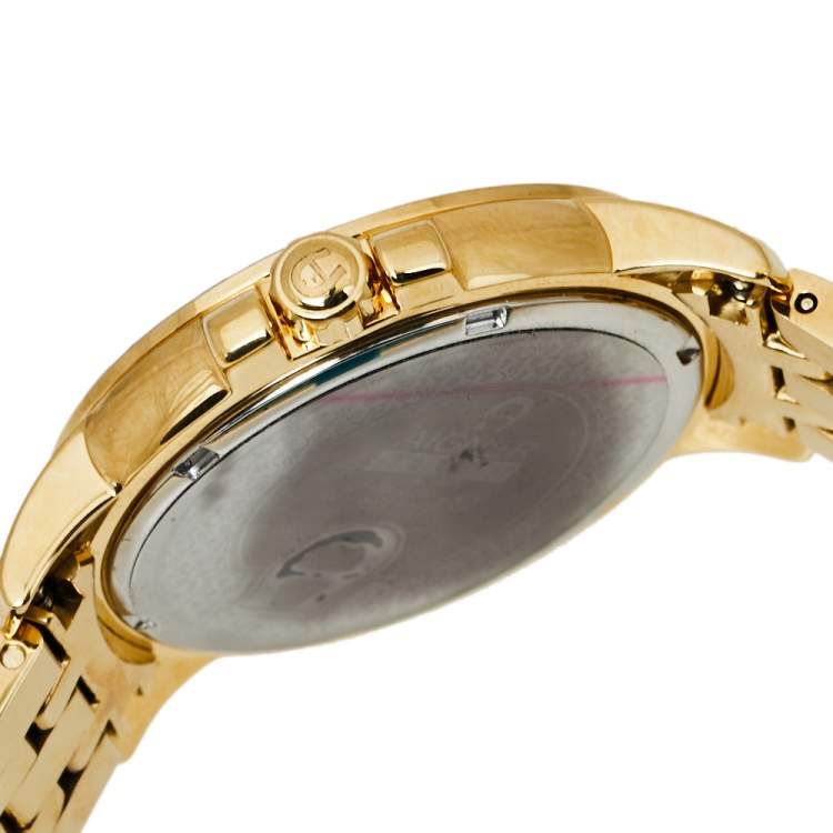 Pre Owned Aigner Silver Gold Plated Stainless Steel Triento A09300 Women's Wristwatch 38 mm
