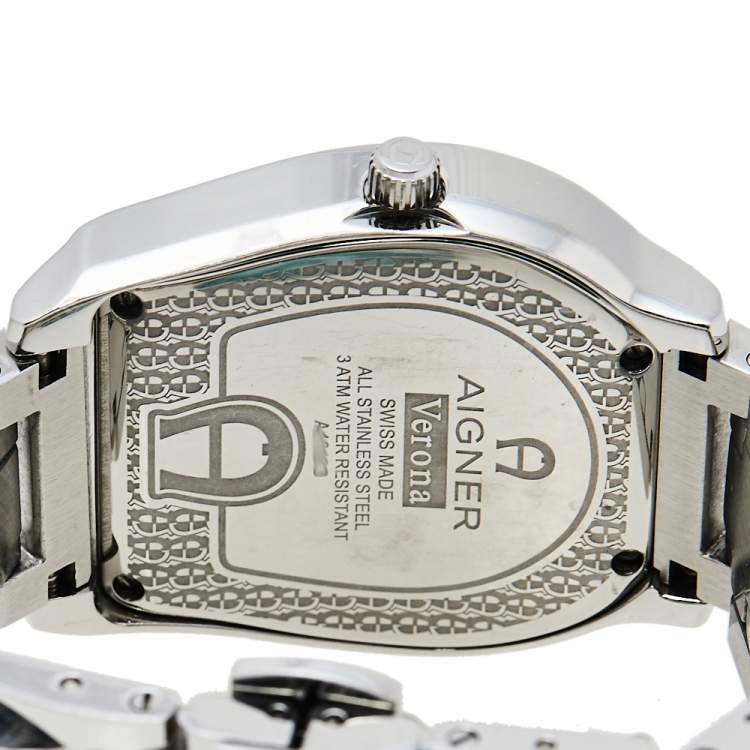 Pre Owned Aigner Mother Of Pearl Stainless Steel Verona A48100 Women's Wristwatch 33 mm