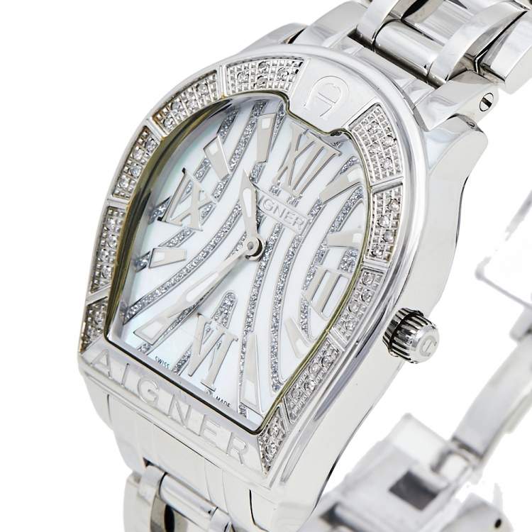 Aigner Mother Of Pearl Stainless Steel Verona A48100 Women s