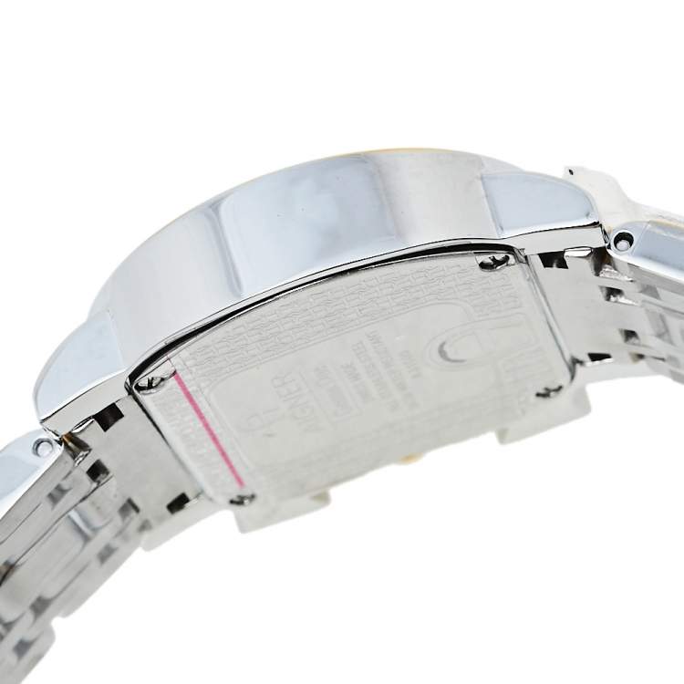 Pre Owned Aigner White Two-Tone Stainless Steel Genua Due Flower A31600 Women's Wristwatch 31 mm