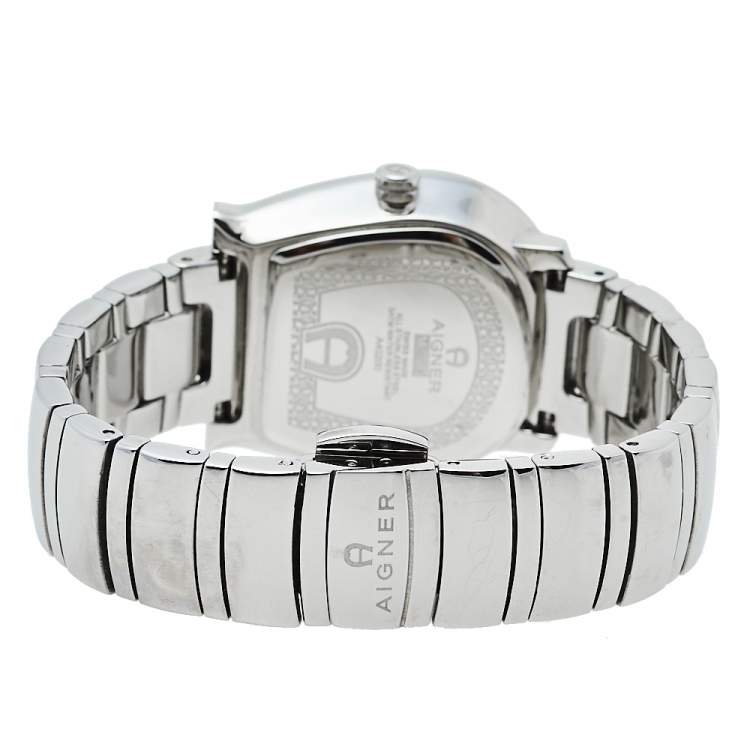 Pre Owned Aigner Mother Of Pearl Stainless Steel Messina A40200 Women's Wristwatch 29 mm