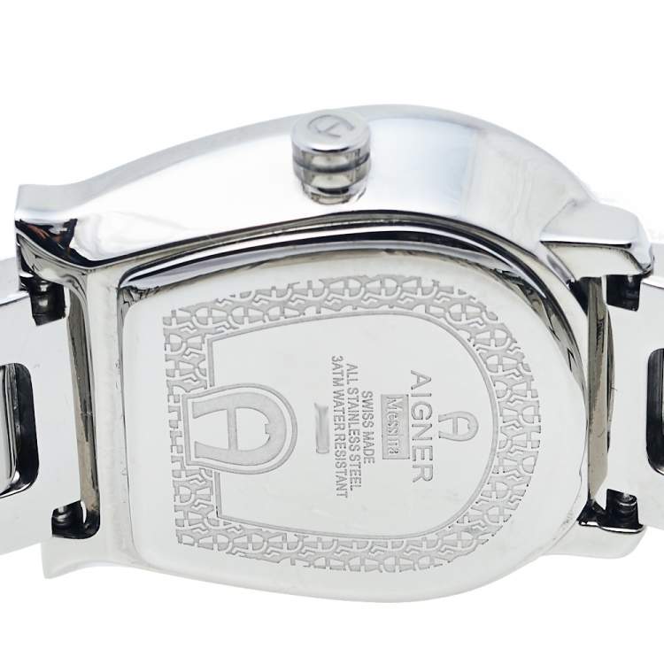 Pre Owned Aigner Mother Of Pearl Stainless Steel Messina A40200 Women's Wristwatch 29 mm