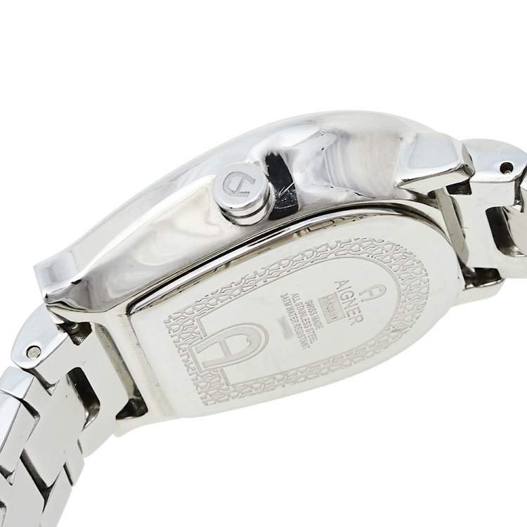 Pre Owned Aigner Mother Of Pearl Stainless Steel Messina A40200 Women's Wristwatch 29 mm