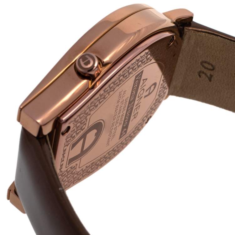 Pre Owned Aigner Bronze Tone Stainless Steel Diamonds Verona Nuovo 44 A22000 Women's Wristwatch 37 mm
