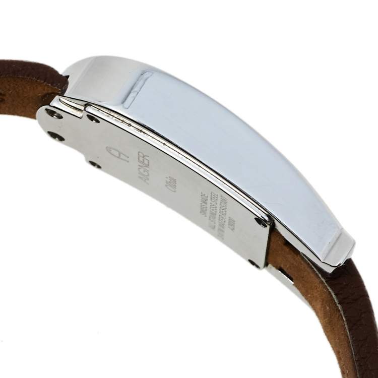 Pre Owned Aigner Brown Stainless Steel Leather Olbia A29000 Women's Wristwatch 20 mm