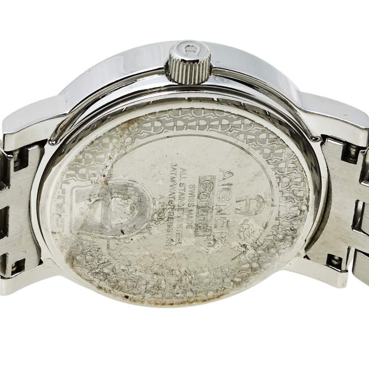Pre Owned Aigner Silver Stainless Steel Cortina A26300 Women's Wristwatch 35 mm
