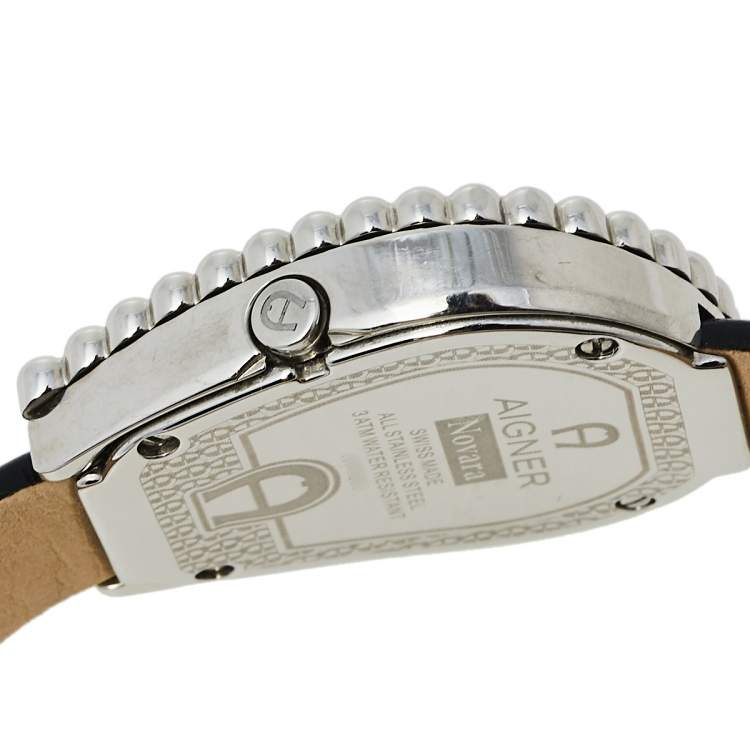 Pre Owned Aigner Mother Of Pearl Stainless Steel Leather Novara A147200 Women's Wristwatch 27.50 mm