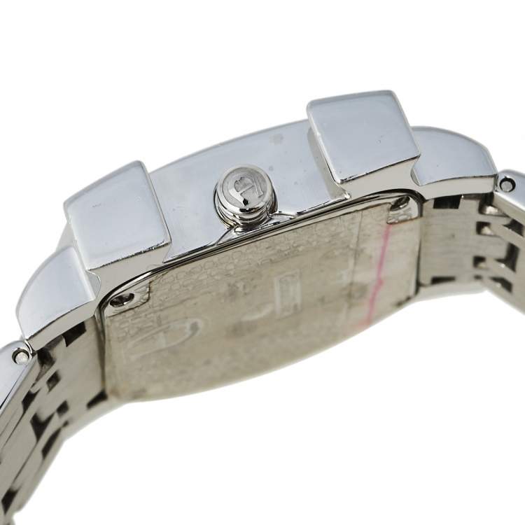 Pre Owned Aigner Silver Swirl Stainless Steel Genua Due A31600 Women's Wristwatch 31 mm