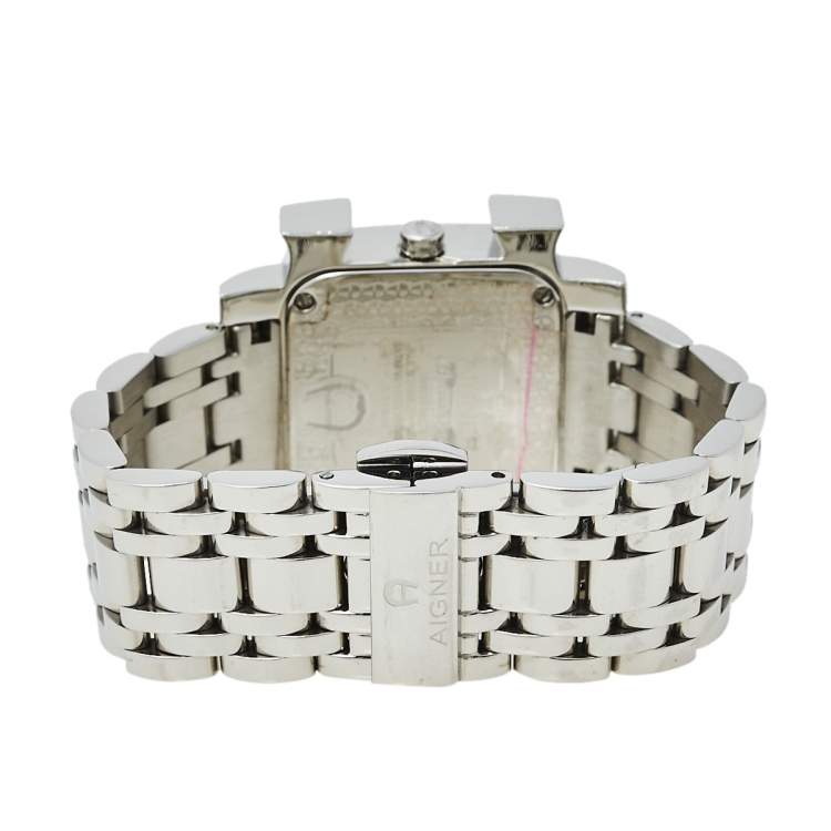 Pre Owned Aigner Silver Swirl Stainless Steel Genua Due A31600 Women's Wristwatch 31 mm