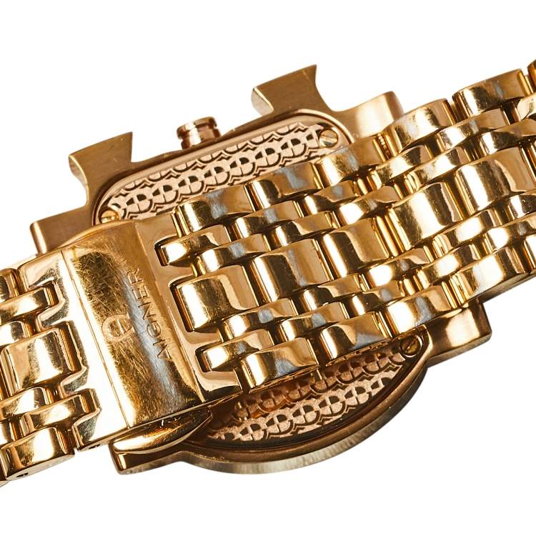 Pre Owned Aigner Mother of Pearl Gold Tone Stainless Steel Genua Due A31600 Women's Wristwatch 31 mm