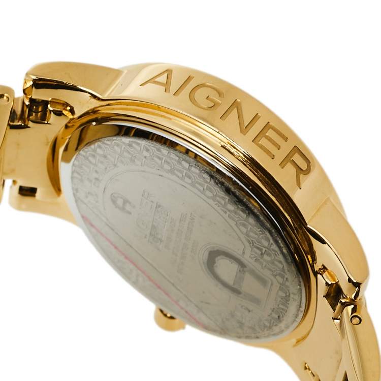 Pre Owned Aigner Silver Gold Plated Stainless Steel Cortina A26300 Women's Wristwatch 36 mm