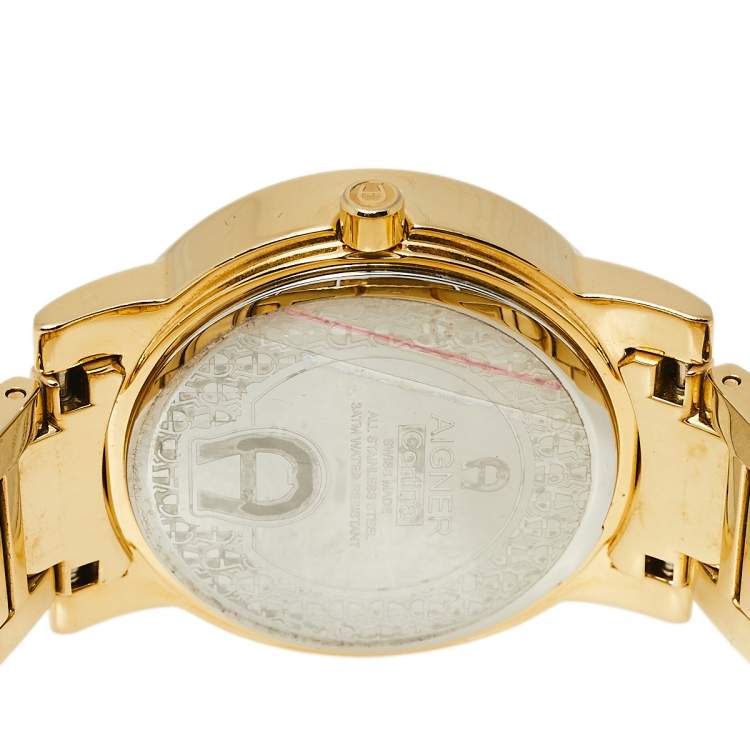 Pre Owned Aigner Silver Gold Plated Stainless Steel Cortina A26300 Women's Wristwatch 36 mm