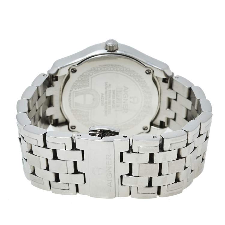 Pre Owned Aigner White Stainless Steel Lazio A42200 Women's Wristwatch 36 mm