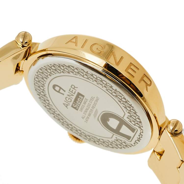 Pre Owned Aigner Multicolor Gold Plated Stainless Steel Siena A16200 Women's Wristwatch 36 mm