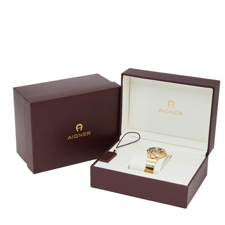 Pre Owned Aigner Multicolor Gold Plated Stainless Steel Siena A16200 Women's Wristwatch 36 mm