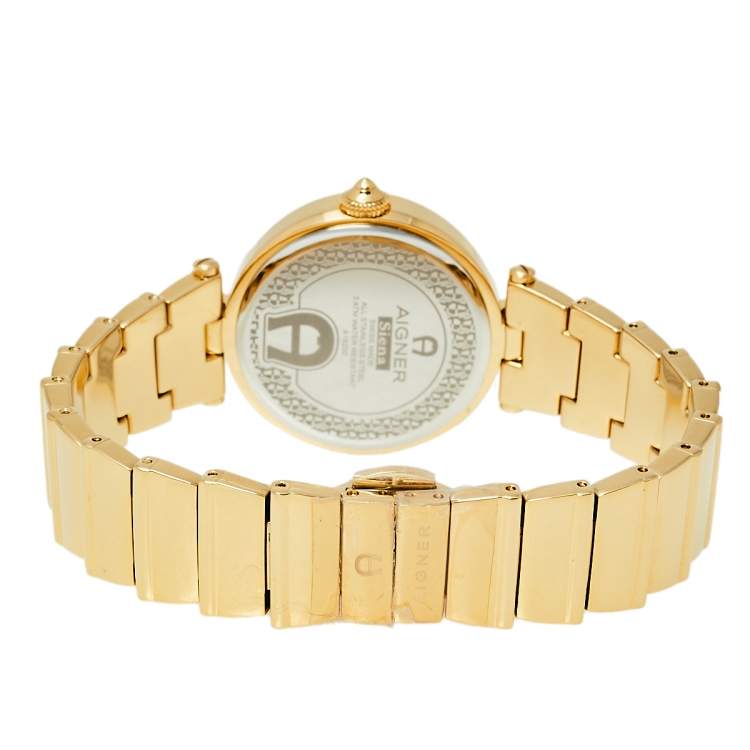 Pre Owned Aigner Multicolor Gold Plated Stainless Steel Siena A16200 Women's Wristwatch 36 mm