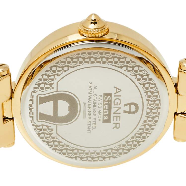 Pre Owned Aigner Multicolor Gold Plated Stainless Steel Siena A16200 Women's Wristwatch 36 mm