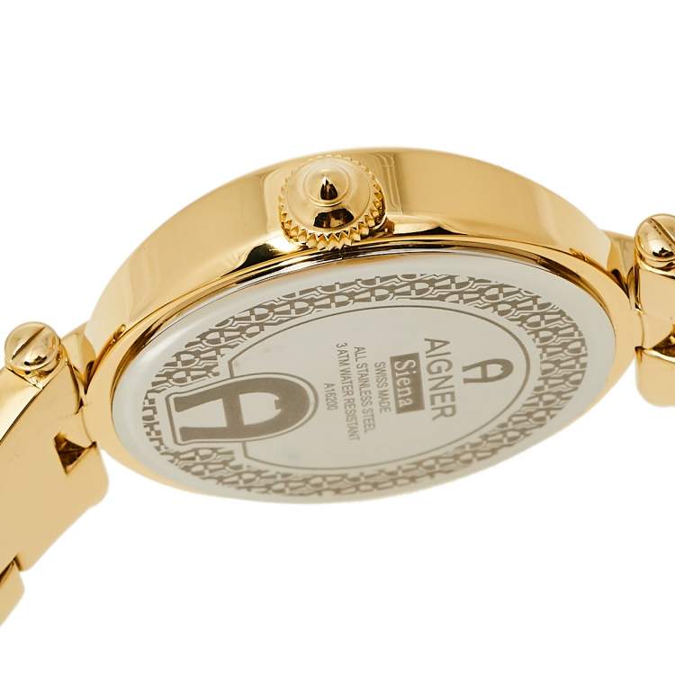 Pre Owned Aigner Multicolor Gold Plated Stainless Steel Siena A16200 Women's Wristwatch 36 mm