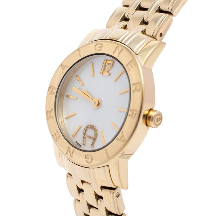 Aigner Mother of Pearl Gold Plated Stainless Steel Cortina A26200