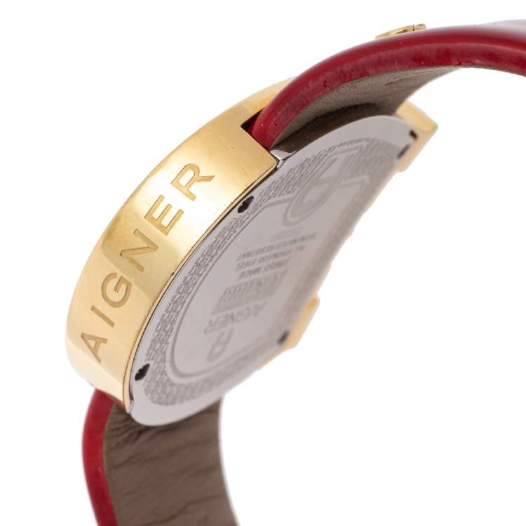 Pre Owned Aigner White Gold Plated Stainless Steel Genua A31000 Women's Wristwatch 39 mm