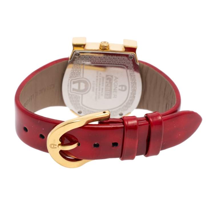 Pre Owned Aigner White Gold Plated Stainless Steel Genua A31000 Women's Wristwatch 39 mm